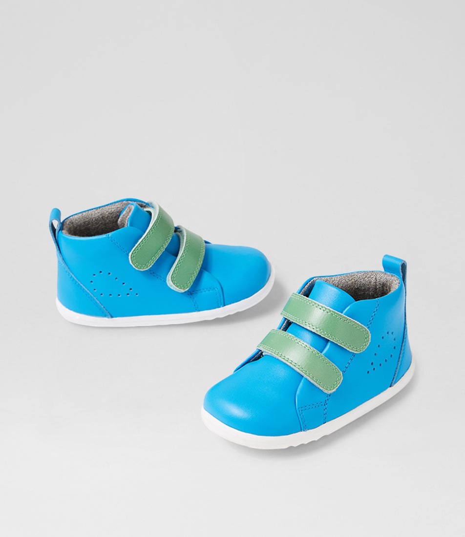 bobux Su Grass Court High Infant Brilliant Blue Leather Ankle Boots