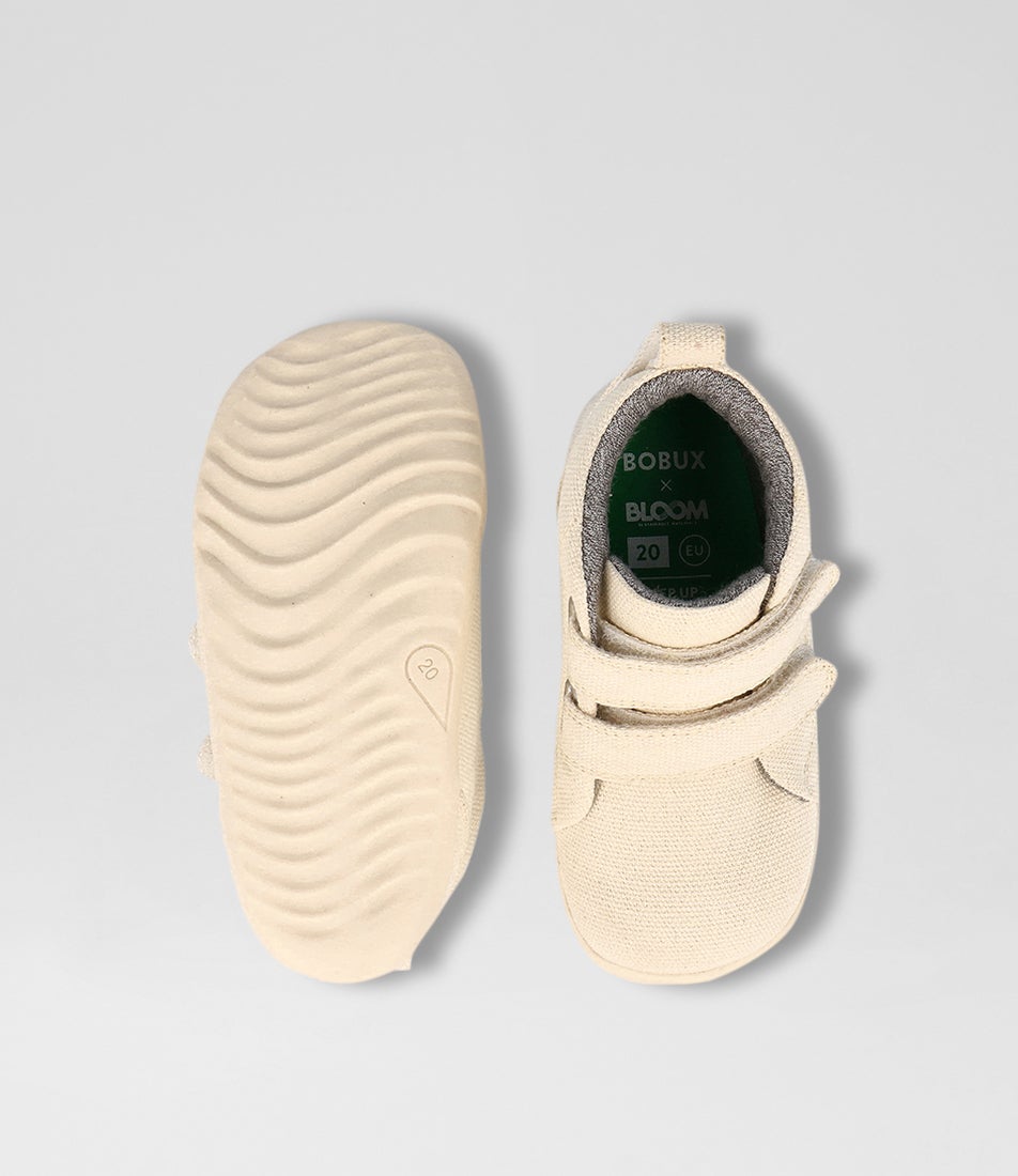 Bobux Su Grass Court High Infant Chalk Canvas Ankle Boots