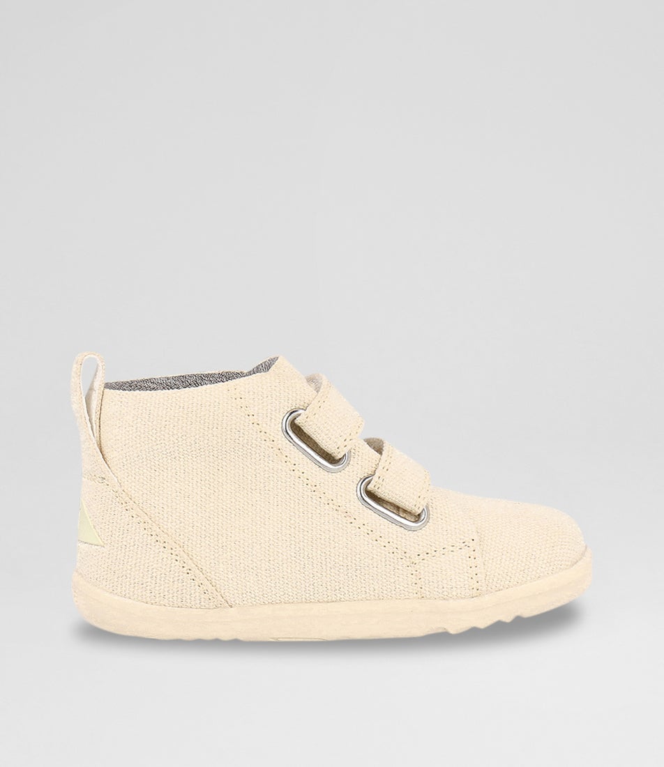 bobux Su Grass Court High Infant Chalk Canvas Ankle Boots