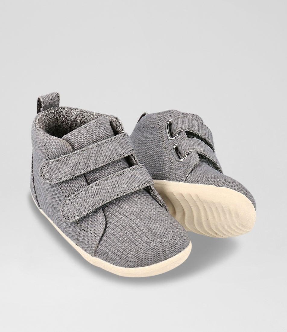 Bobux Su Grass Court High Infant Circular Gray Canvas Ankle Boots