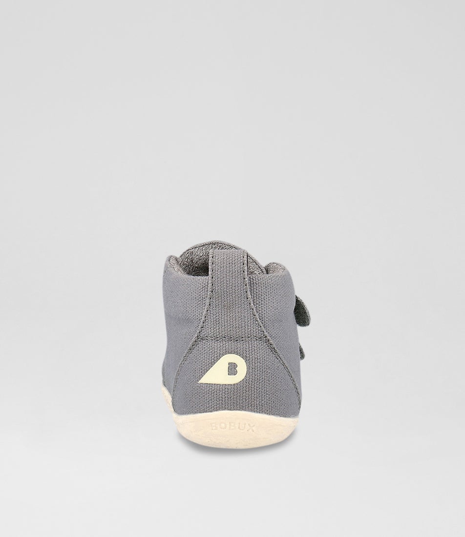 Bobux Su Grass Court High Infant Circular Gray Canvas Ankle Boots