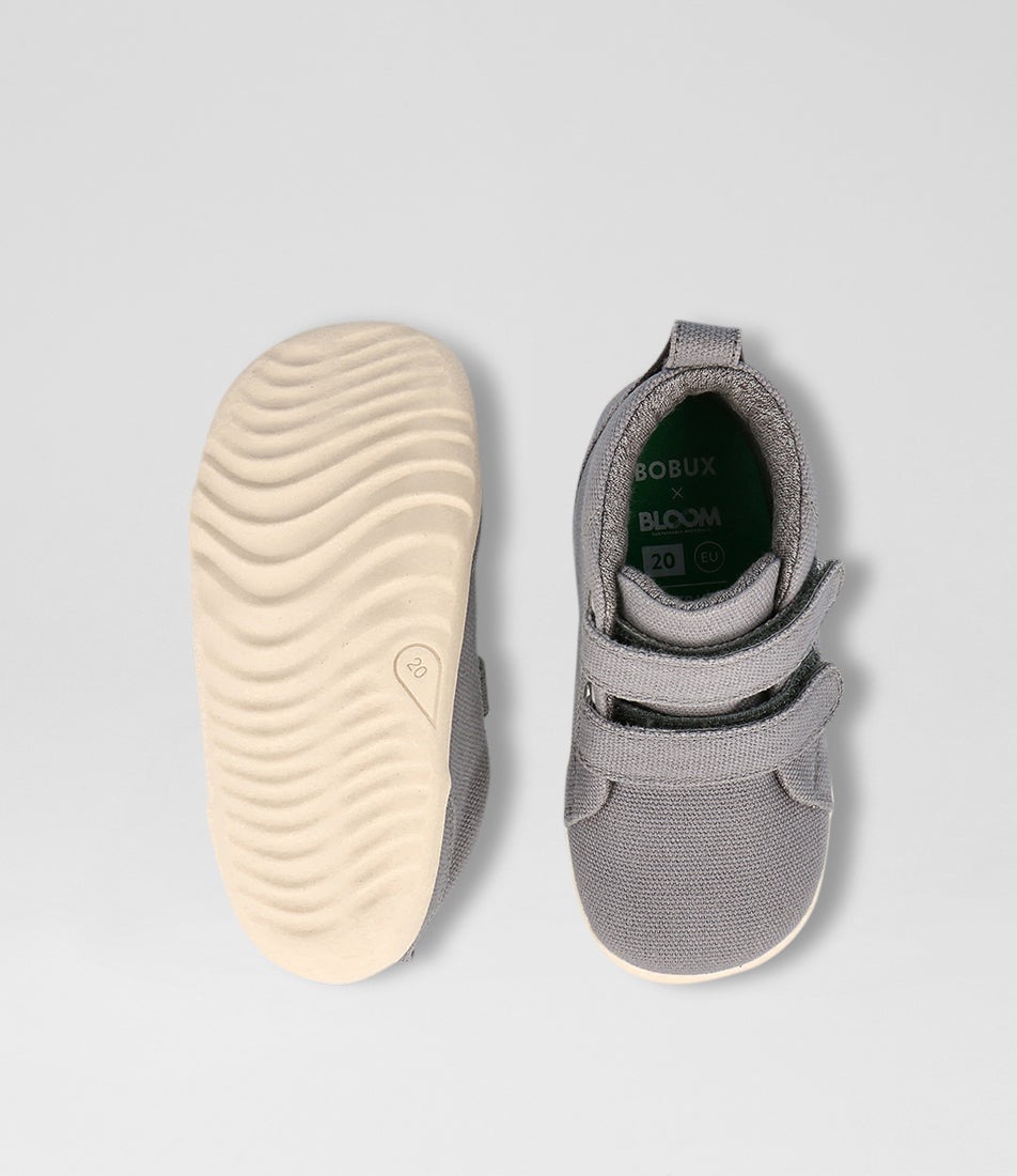 Bobux Su Grass Court High Infant Circular Gray Canvas Ankle Boots