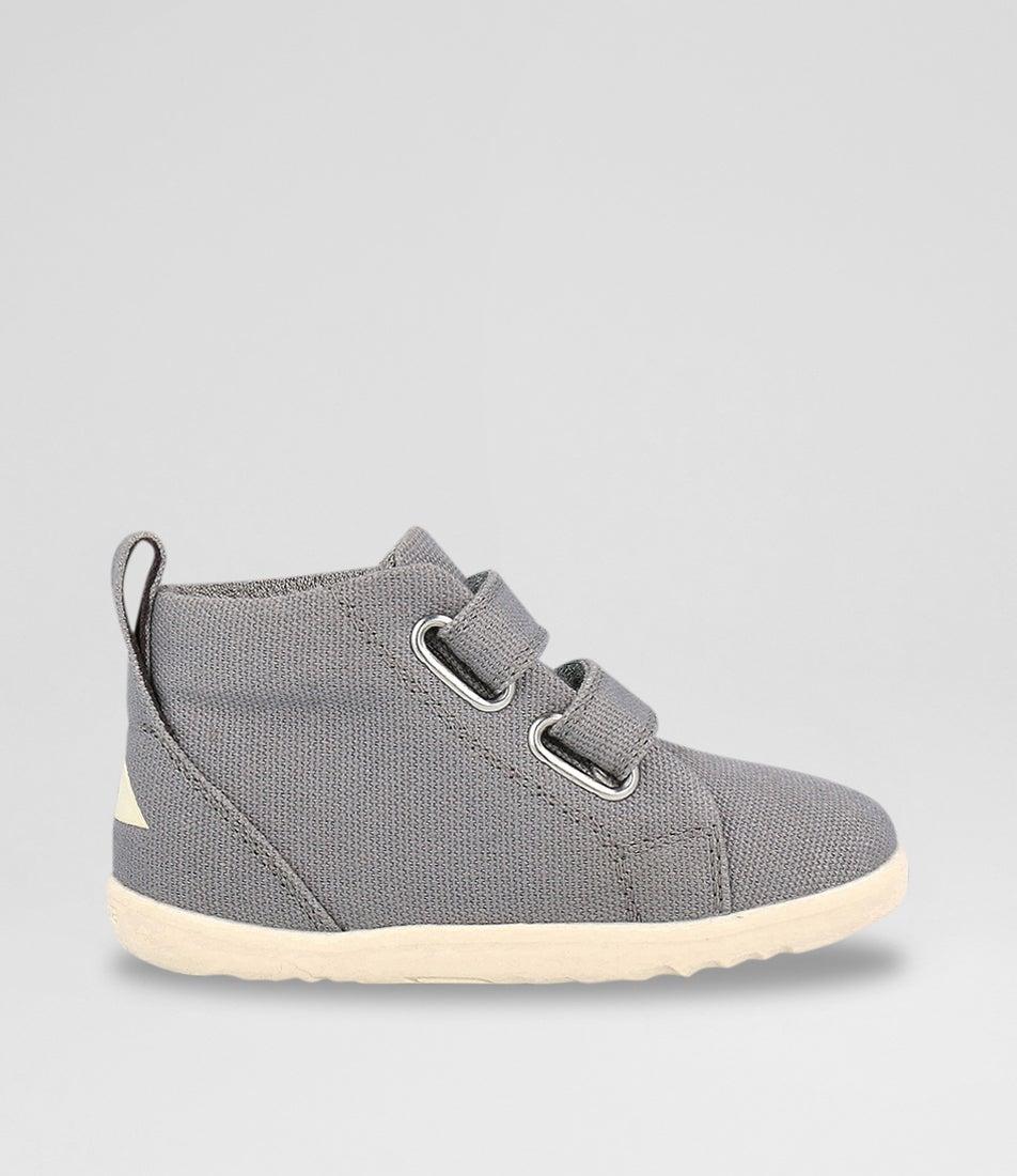 bobux Su Grass Court High Infant Circular Gray Canvas Ankle Boots