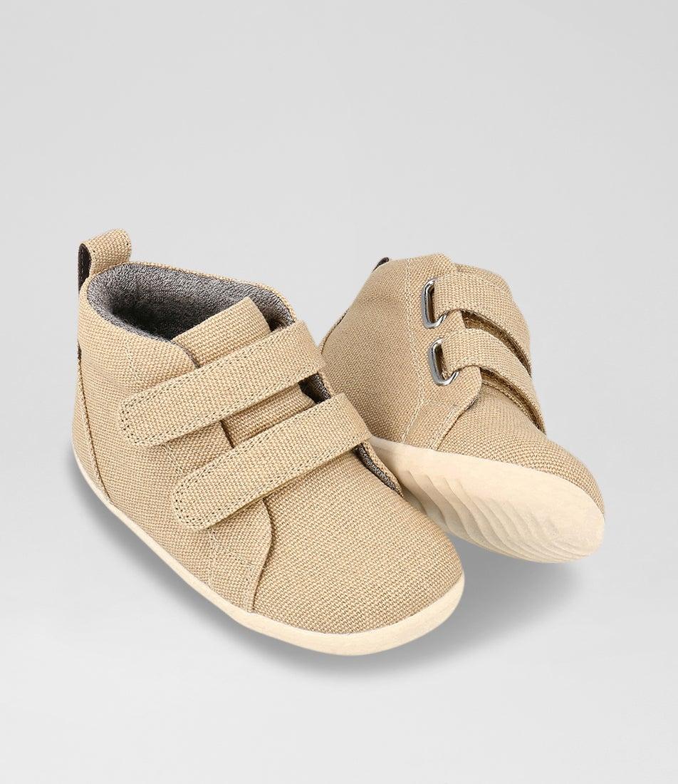 Bobux Su Grass Court High Infant Oat Milk Canvas Ankle Boots