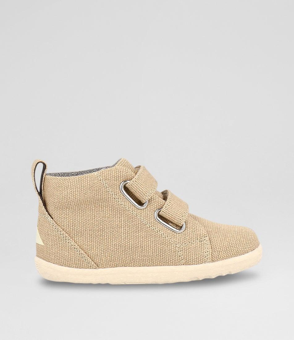 Bobux Su Grass Court High Infant Oat Milk Canvas Ankle Boots
