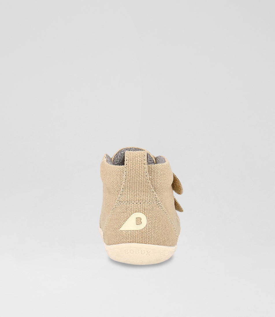 Bobux Su Grass Court High Infant Oat Milk Canvas Ankle Boots