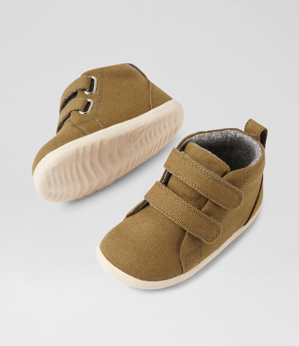 Bobux Su Grass Court High Infant Sea Kelp Canvas Ankle Boots