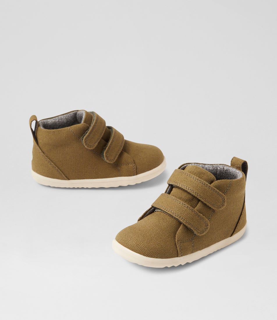 bobux Su Grass Court High Infant Sea Kelp Canvas Ankle Boots