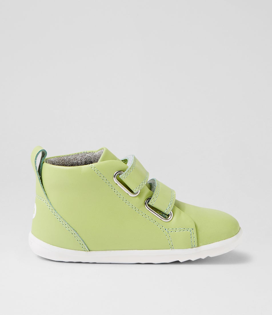 Bobux Su Grass Court High Infant Shadow Lime Leather Ankle Boots