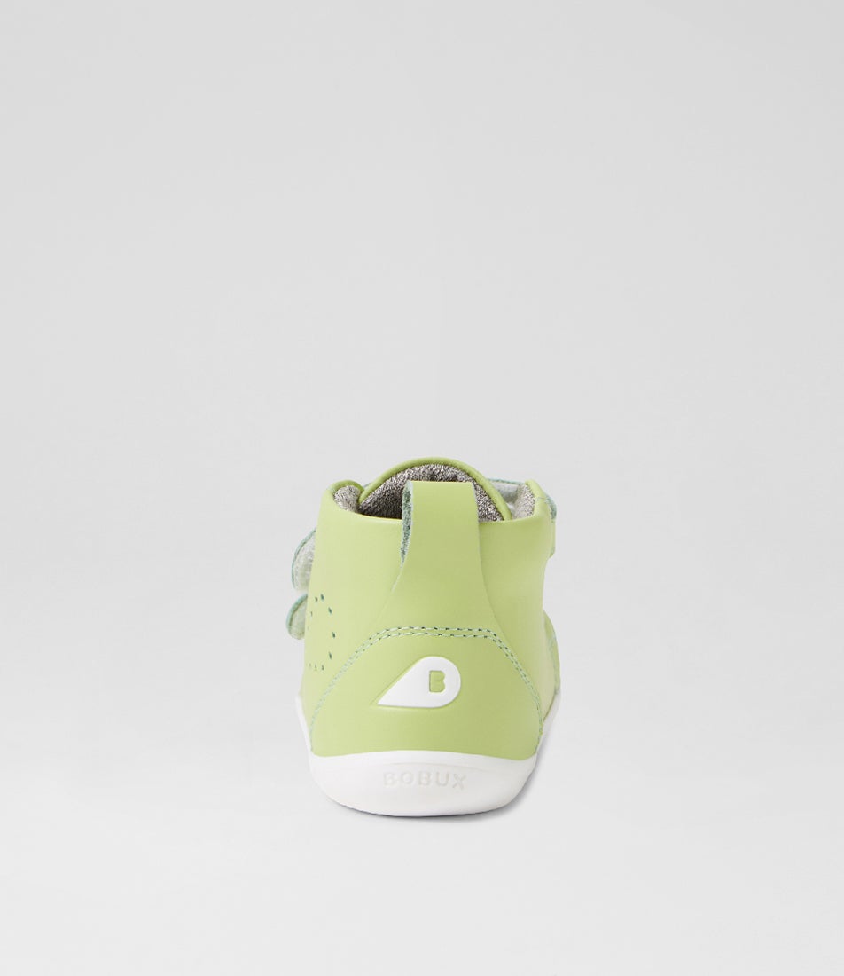 Bobux Su Grass Court High Infant Shadow Lime Leather Ankle Boots