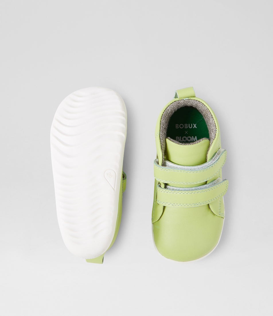 Bobux Su Grass Court High Infant Shadow Lime Leather Ankle Boots