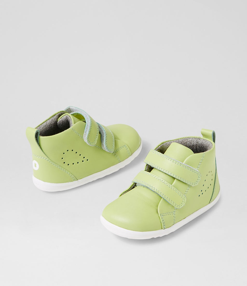 bobux Su Grass Court High Infant Shadow Lime Leather Ankle Boots