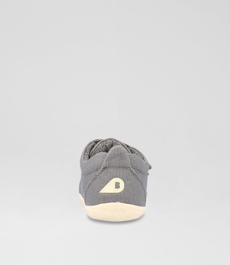 Bobux Su Grass Court Infant Circular Gray Canvas Sneakers