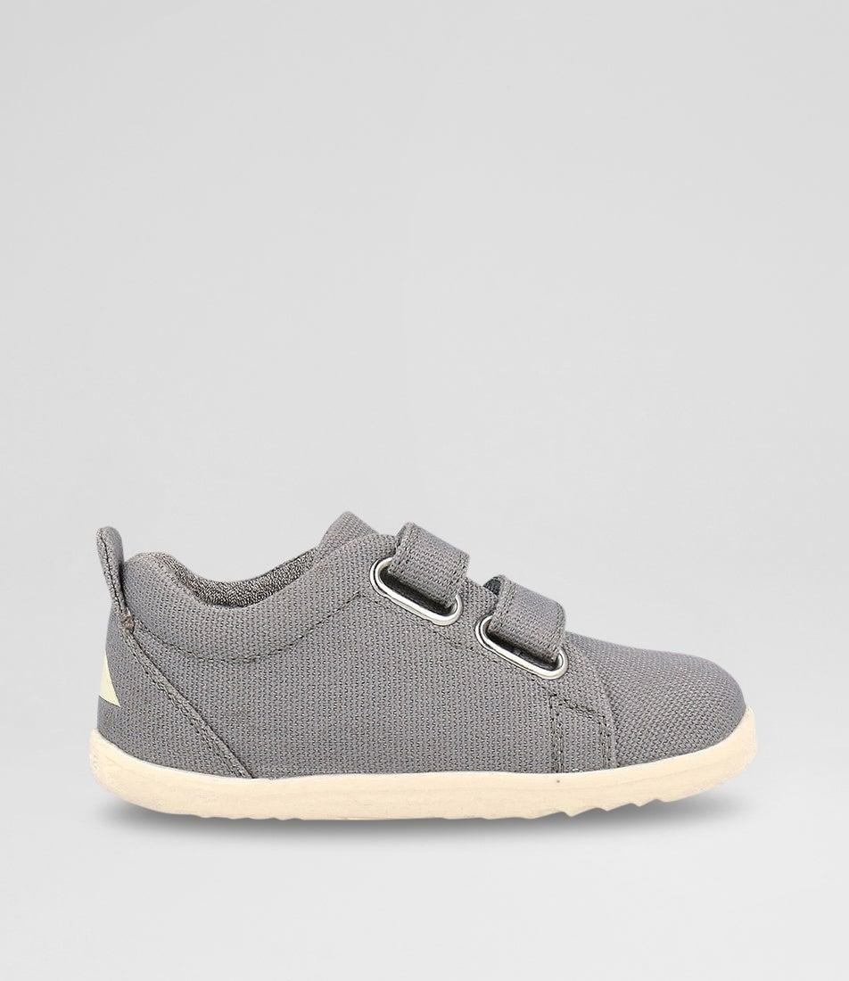 bobux Su Grass Court Infant Circular Gray Canvas Sneakers