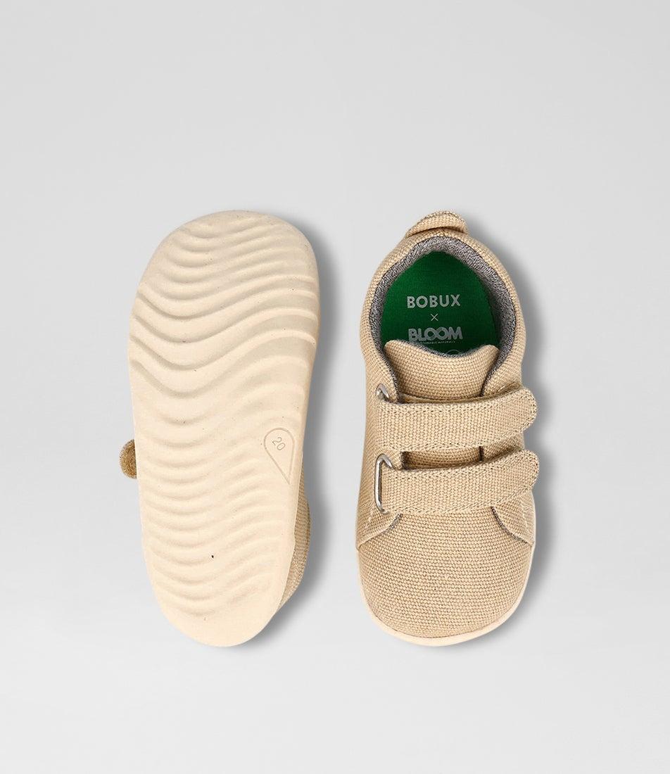bobux Su Grass Court Infant Oat Milk Canvas Sneakers