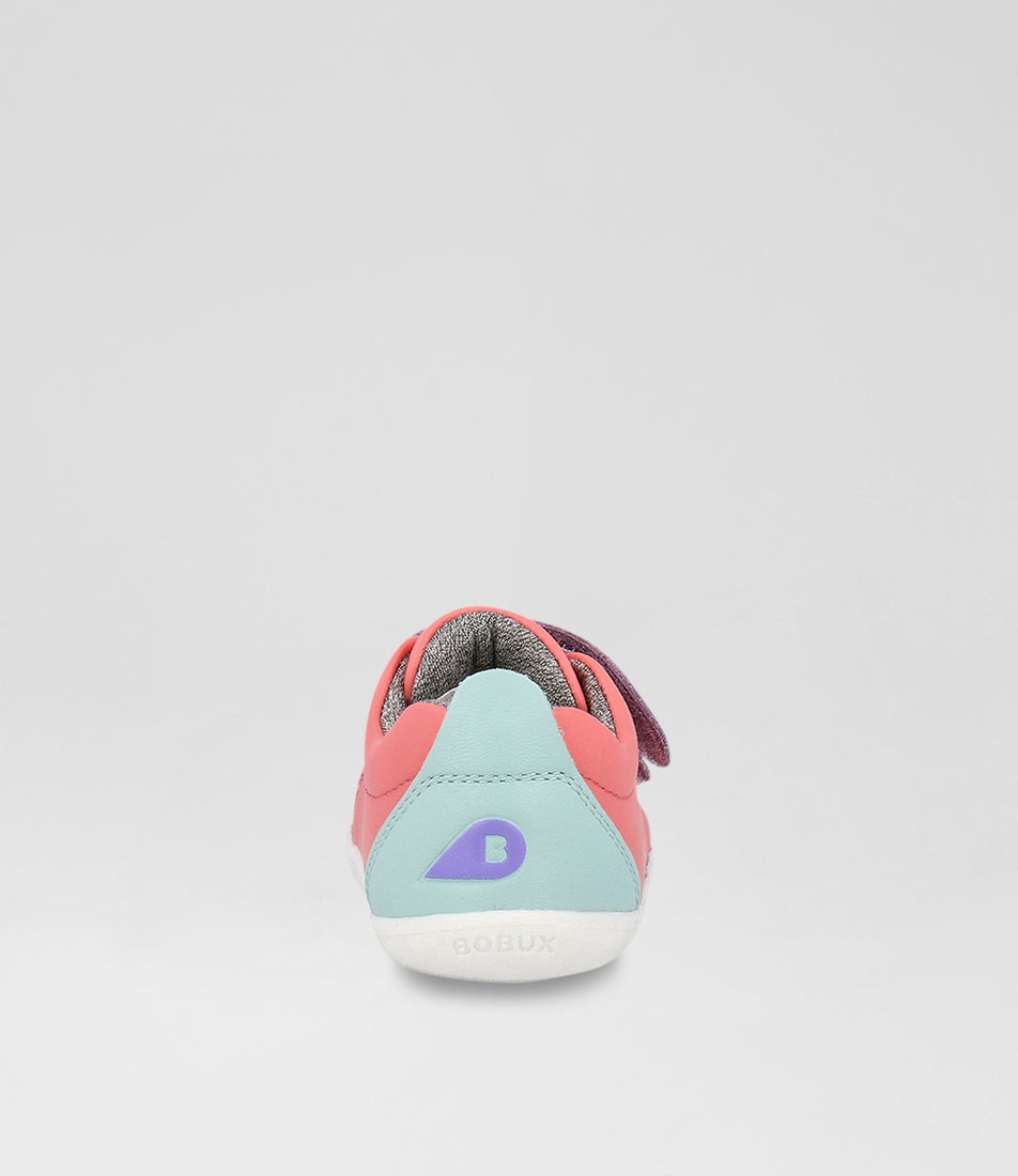 Bobux Su Grass Court Infant Ocean Coral Mauve Combo Leather Sneakers
