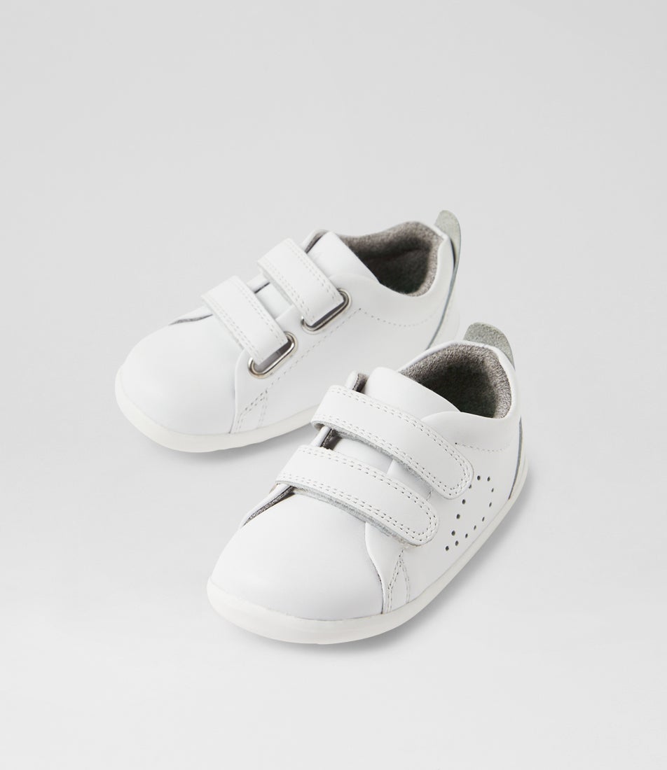 bobux Su Grass Court Infant Optical White Leather Sneakers