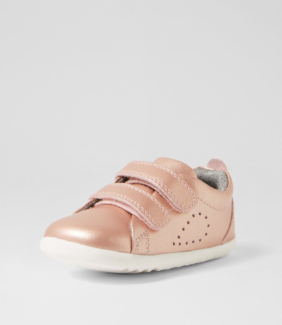 Bobux Su Grass Court Infant Rose Gold Leather Sneakers