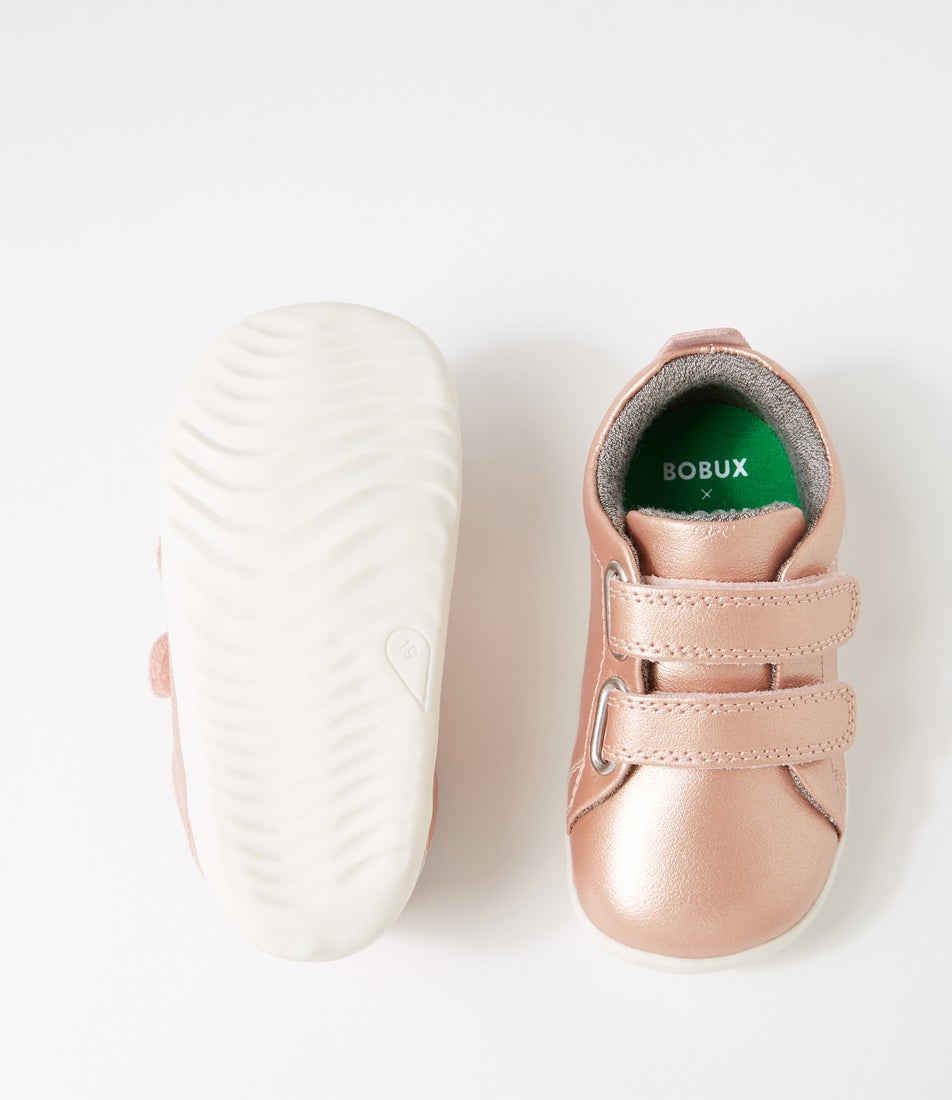 Bobux Su Grass Court Infant Rose Gold Leather Sneakers