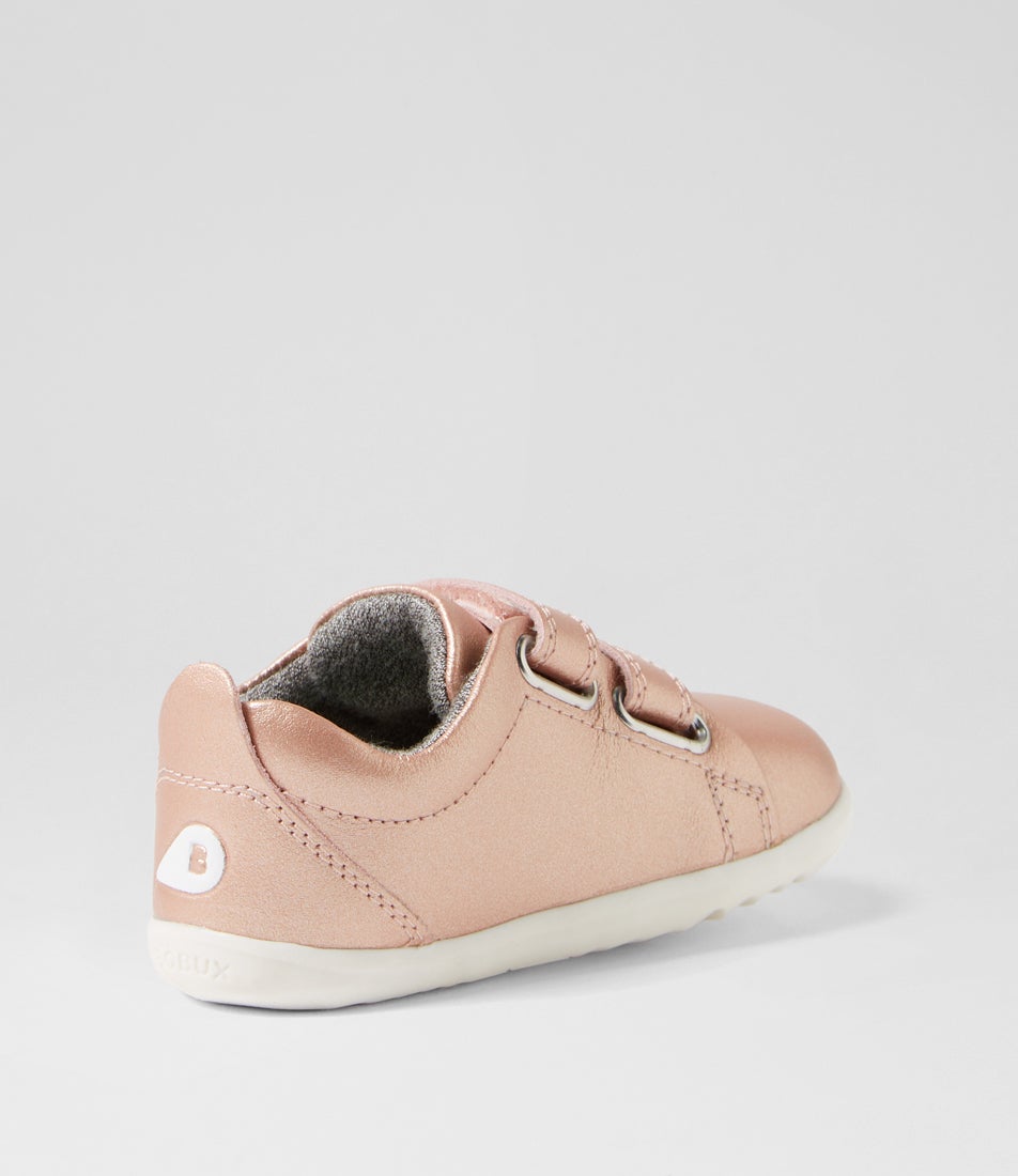 Bobux Su Grass Court Infant Rose Gold Leather Sneakers