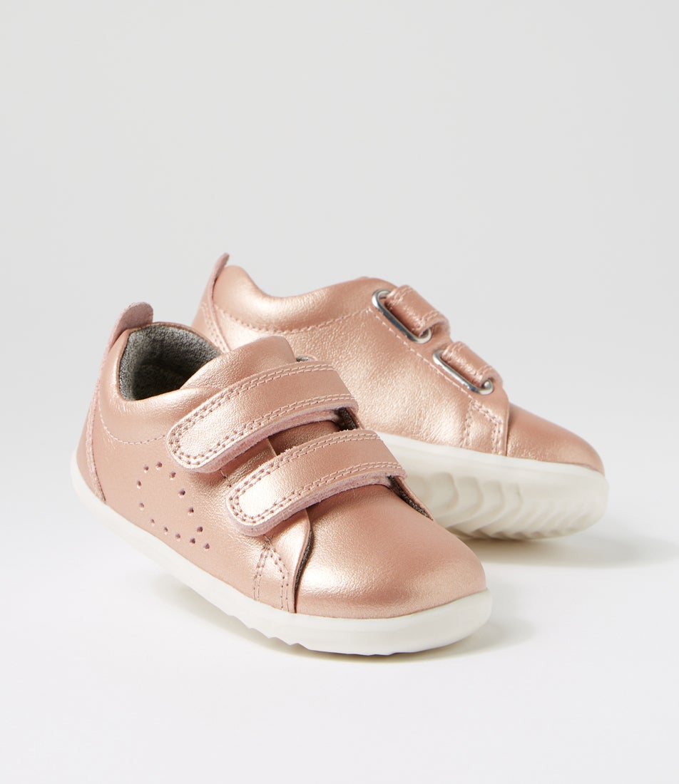 bobux Su Grass Court Infant Rose Gold Leather Sneakers