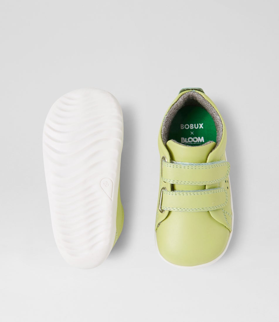 Bobux Su Grass Court Shadow Lime Leather Flat Shoes