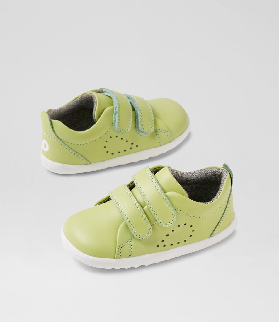 bobux Su Grass Court Shadow Lime Leather Flat Shoes