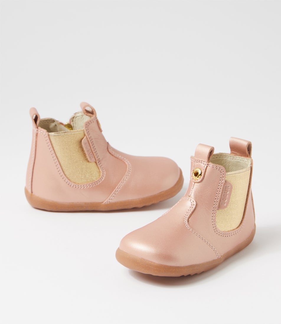 bobux Su Jodhpur Infant Rose Gold Leather Chelsea Boots