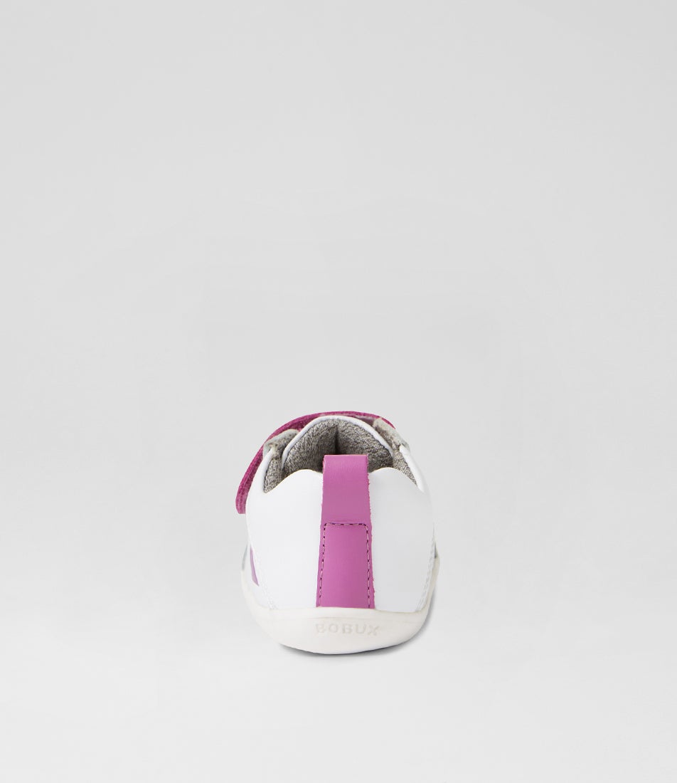 Bobux Su Pace Optical White Orchid Leather Flat Shoes