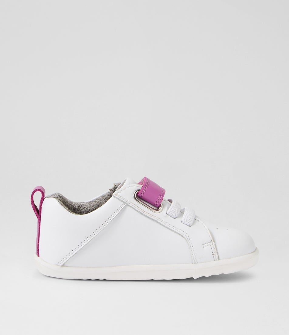 Bobux Su Pace Optical White Orchid Leather Flat Shoes