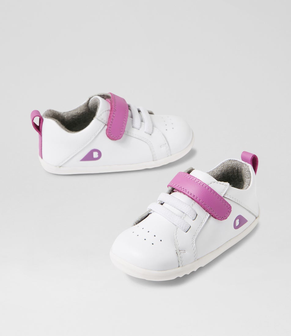 bobux Su Pace Optical White Orchid Leather Flat Shoes