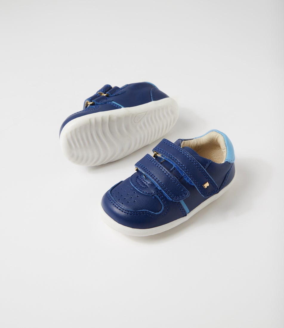 bobux Su Riley Infant Blueberry Powder Blue Leather Sneakers
