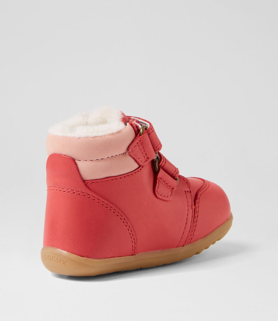 Bobux Su Timber Arctic Infant Mineral Red Rose Leather Ankle Boots
