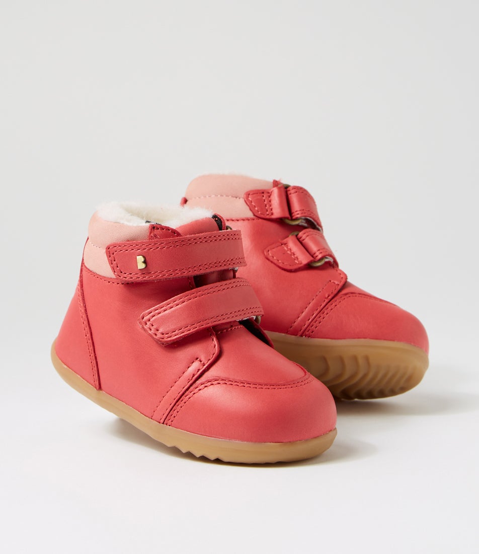 Bobux Su Timber Arctic Infant Mineral Red Rose Leather Ankle Boots