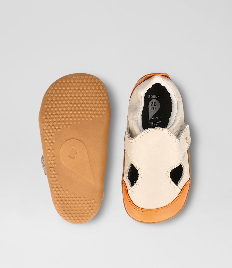 Bobux Xp Breeze Infant Milk Tangerine Leather Flat Shoes