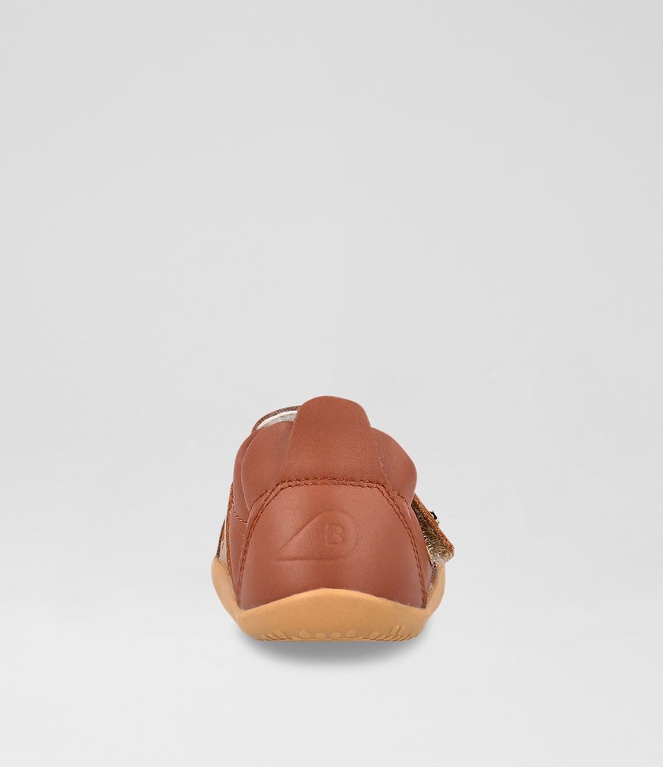 Bobux Xp Ripple Infant Mocca Caramel Leather Flat Shoes