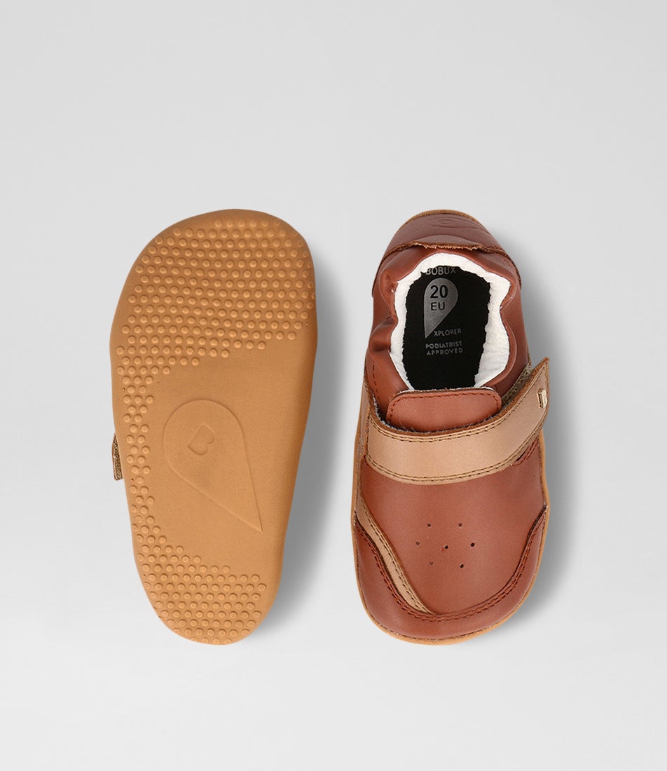 bobux Xp Ripple Infant Mocca Caramel Leather Flat Shoes