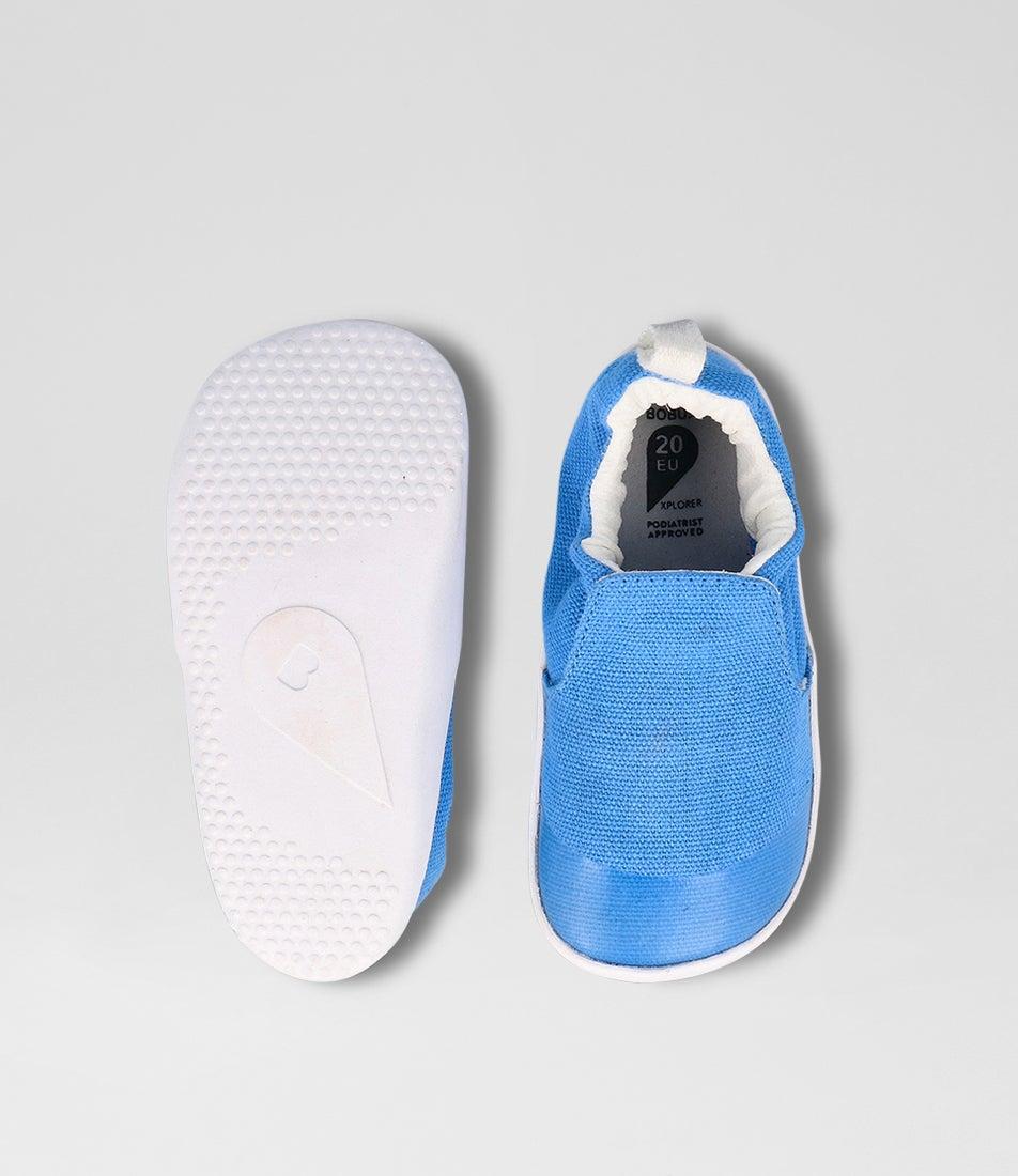 Bobux Xp Scamp Organic Infant Azure Blue Fabric Flat Shoes