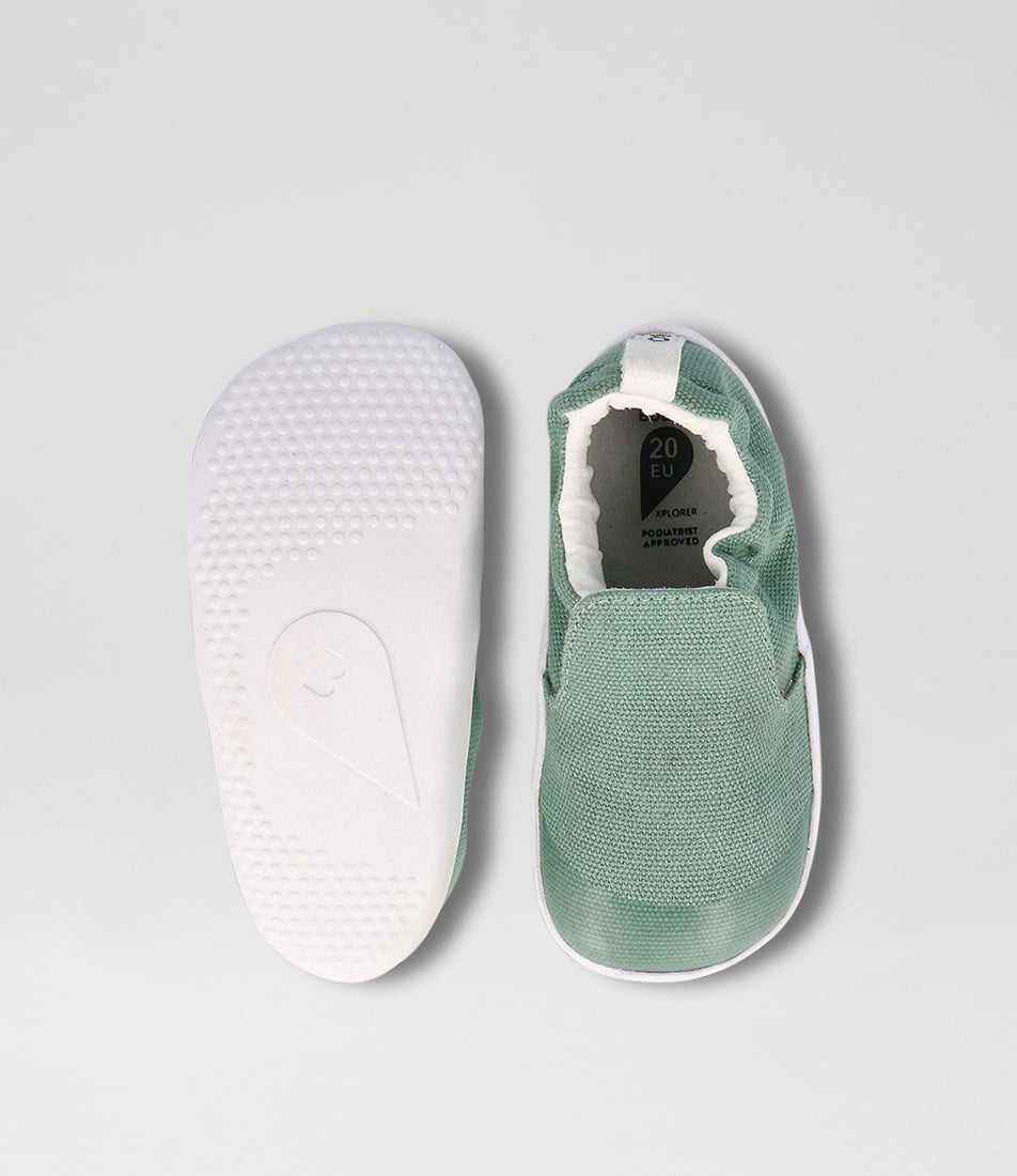 Bobux Xp Scamp Organic Infant Iceberg Green Fabric Flat Shoes
