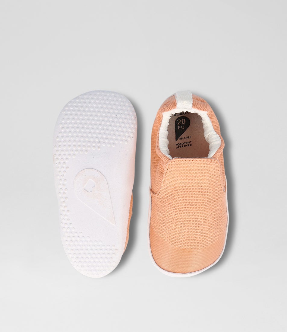 bobux Xp Scamp Organic Infant Peach Parfait Fabric Flat Shoes