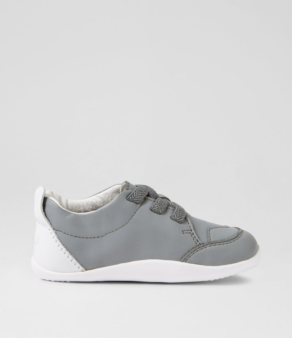 Bobux Xp Sport Griffin Grey White Leather Flat Shoes