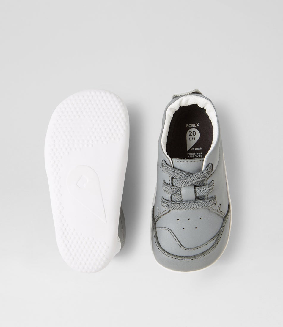 Bobux Xp Sport Griffin Grey White Leather Flat Shoes