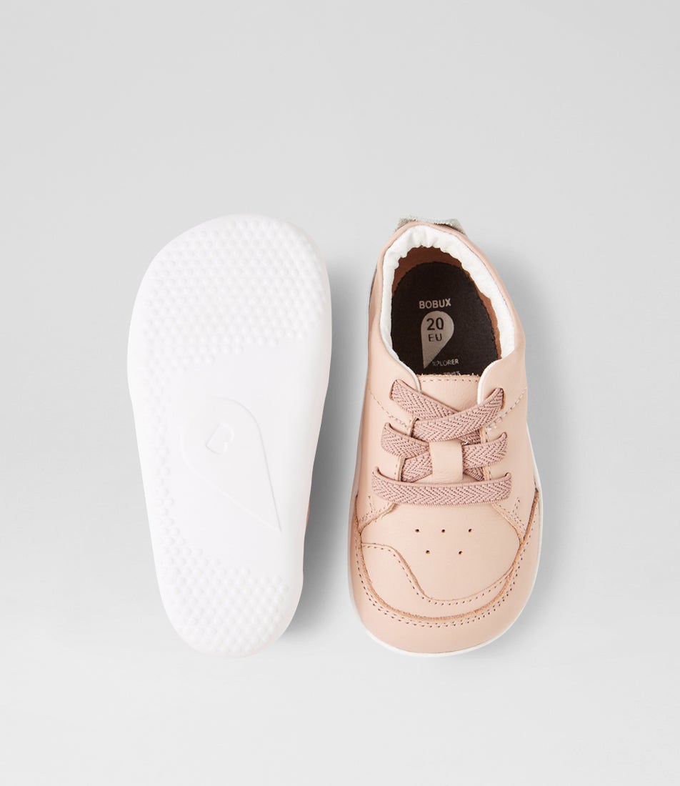 Bobux Xp Sport Infant Cameo Rose White Leather Flat Shoes