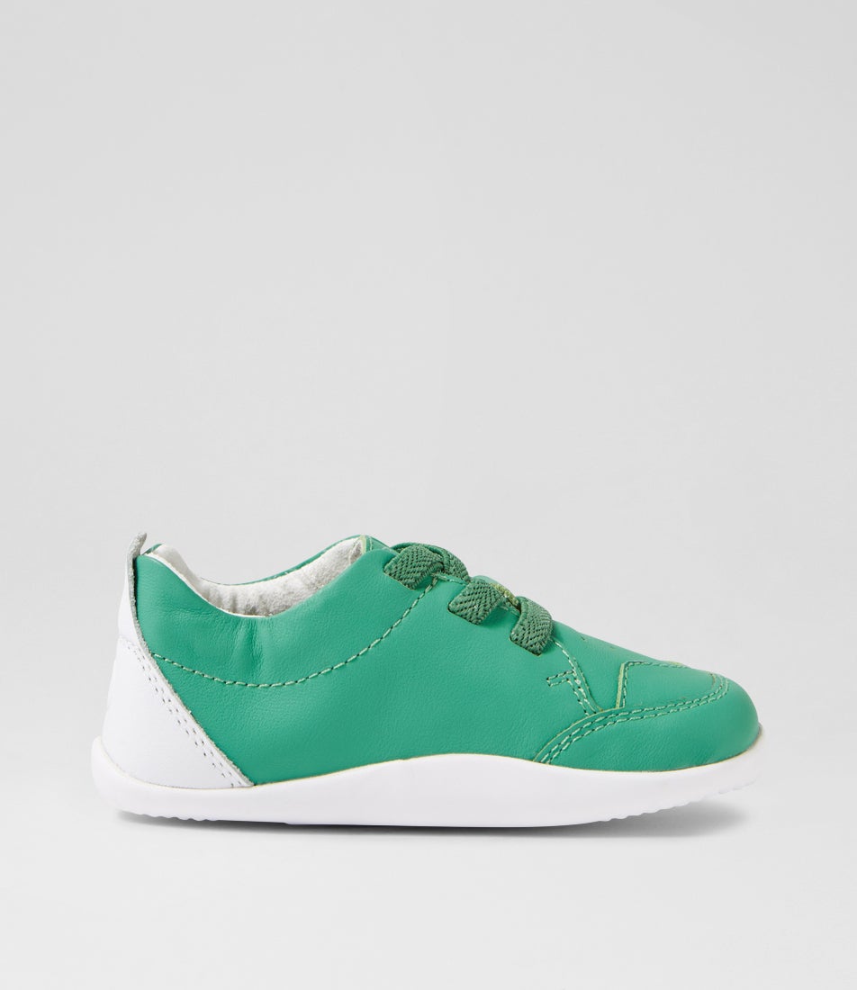Bobux Xp Sport Winter Green White Leather Flat Shoes