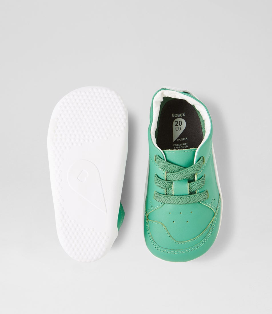 Bobux Xp Sport Winter Green White Leather Flat Shoes