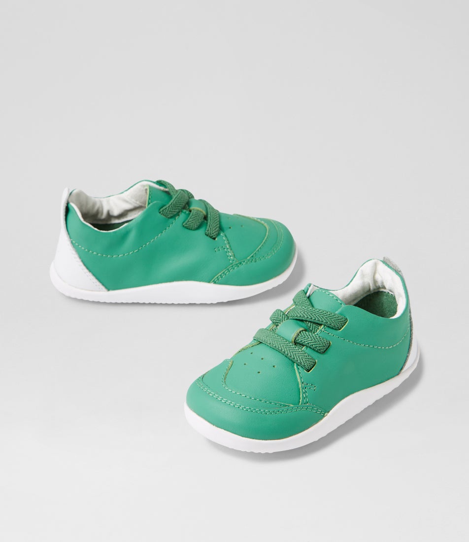 bobux Xp Sport Winter Green White Leather Flat Shoes