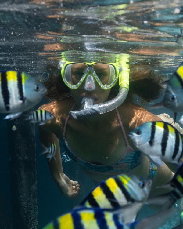 Body Glove Azores Mask/Snorkel/Fin Snorkeling Set - Citron/Grey