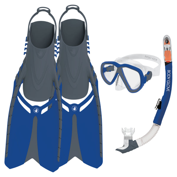 body glove Azores Mask/Snorkel/Fins Complete Set - Blue/Grey