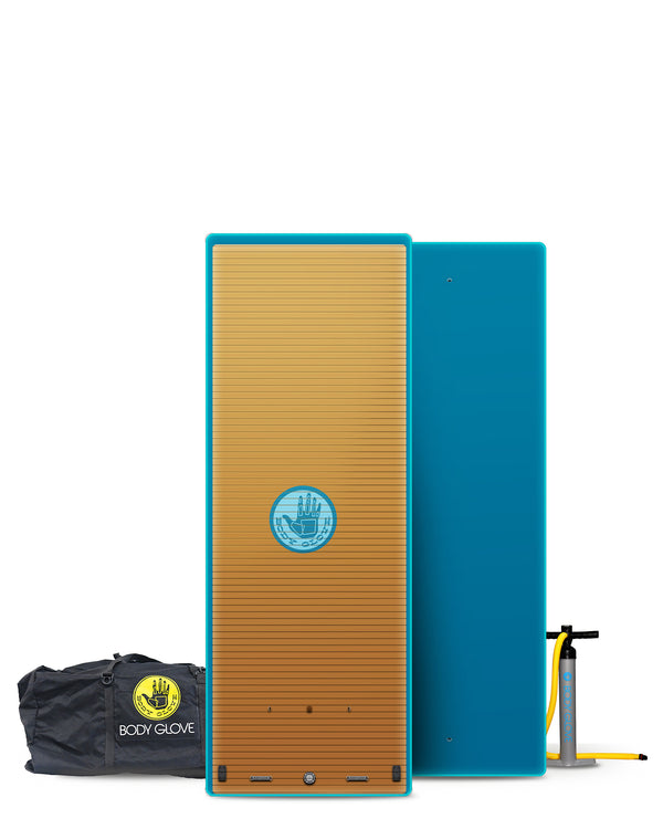 body glove 15' Inflatable Floating Dock - Blue/Wood