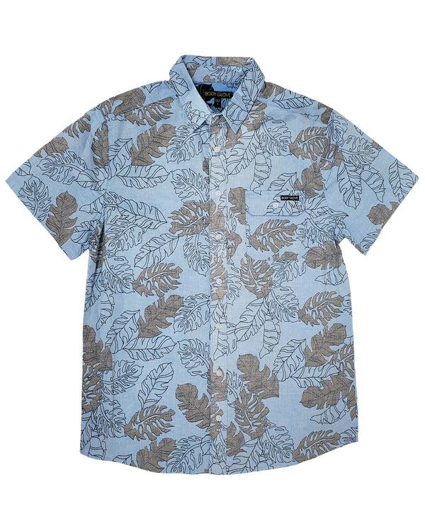 body glove Men's Monstera Button Down Shirt - Blue